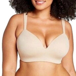 EUC Cacique Simply Wire Free Full Coverage Beige Bra Size 44F